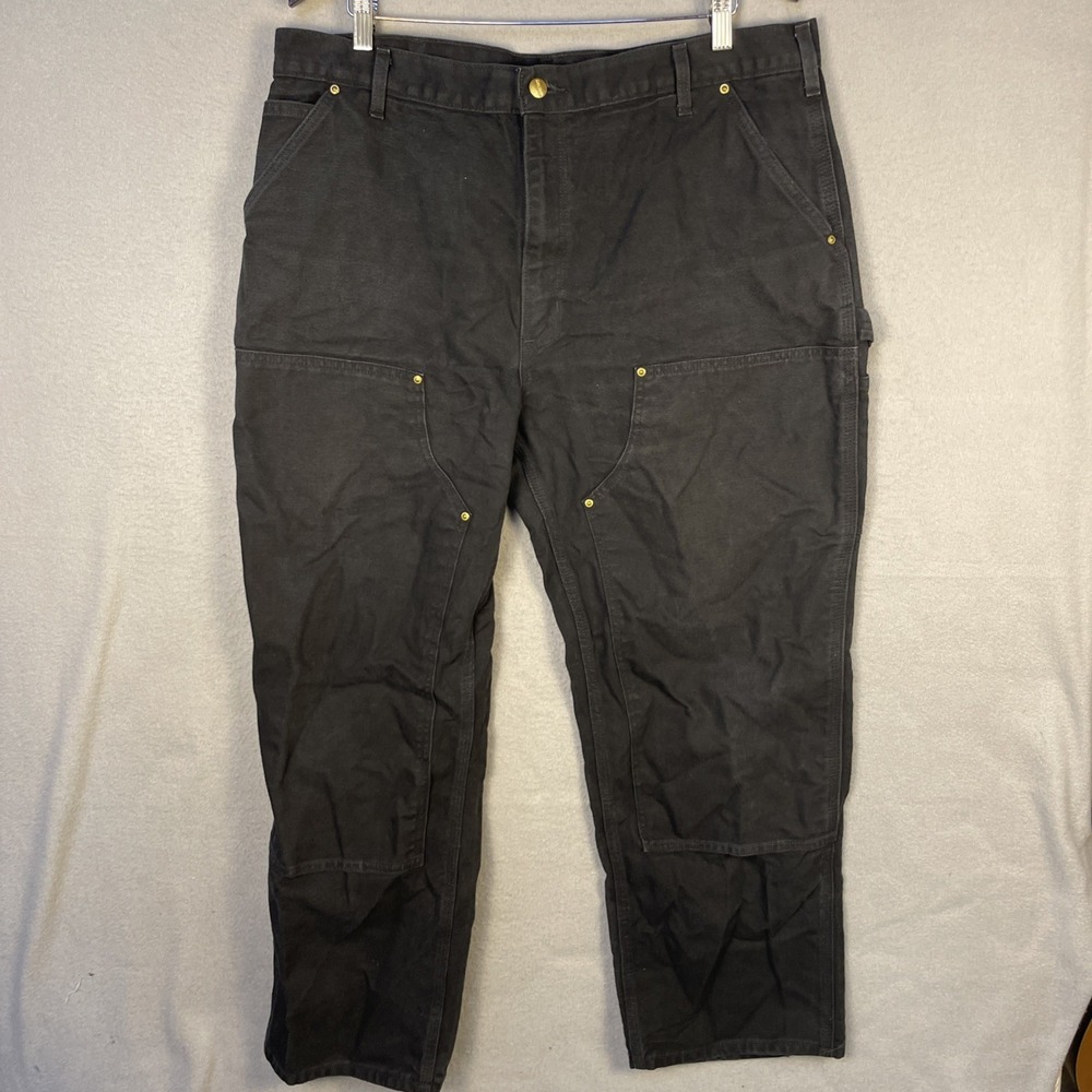 Carhartt Double Knee Jeans Mens 40x30 (36x29) Black B01 Heavy Duck Made in USA